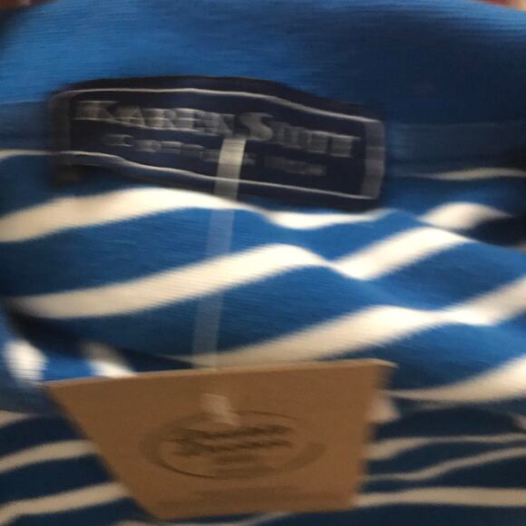 Vintage 80s Striped Blouse, Karen Scott Top, Large Short Sleeve 80s Plus Sized - Picture 6 of 14